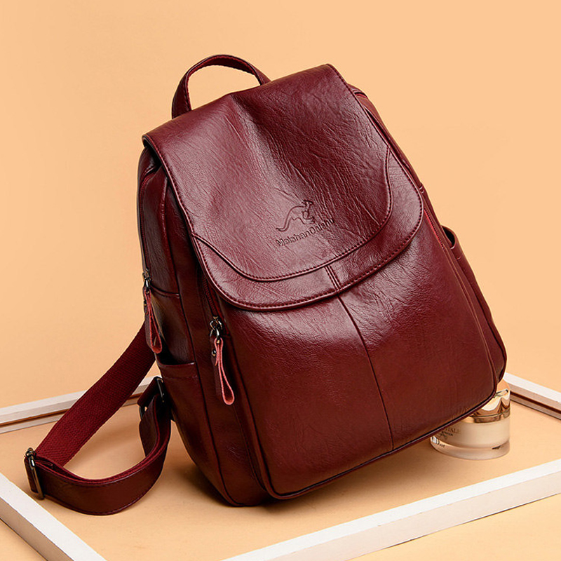 Leather Work Backpack - 9 Color Women Soft Leather Backpacks