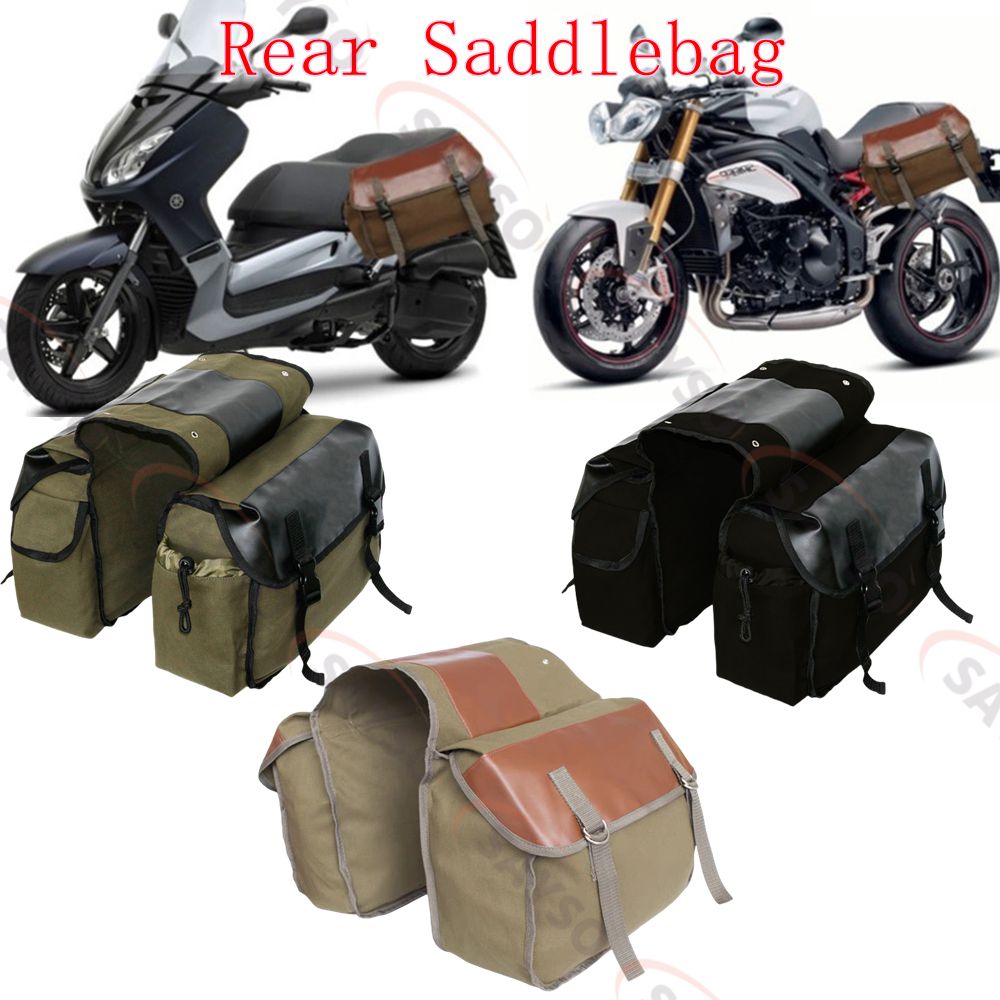 Leather Work Bag - Canvas Leather Rear Saddlebag Motorcycle Tail