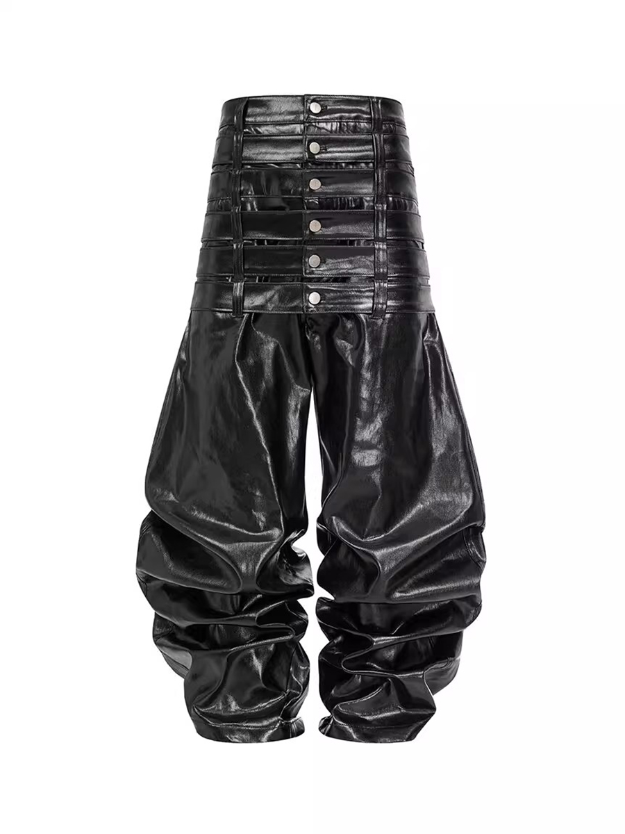 Leatherwork Fasteners - Mauroicardi Autumn Long Multi-waisted Shiny Black