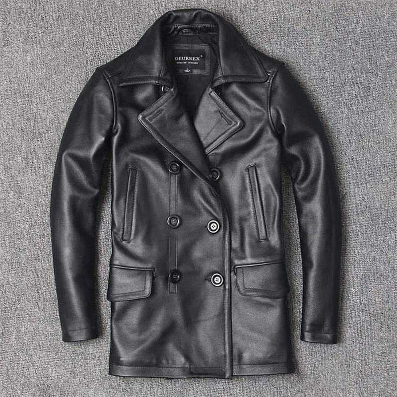 Leather Work Jacket - Genuine Leather Jacket Men's Top Layer