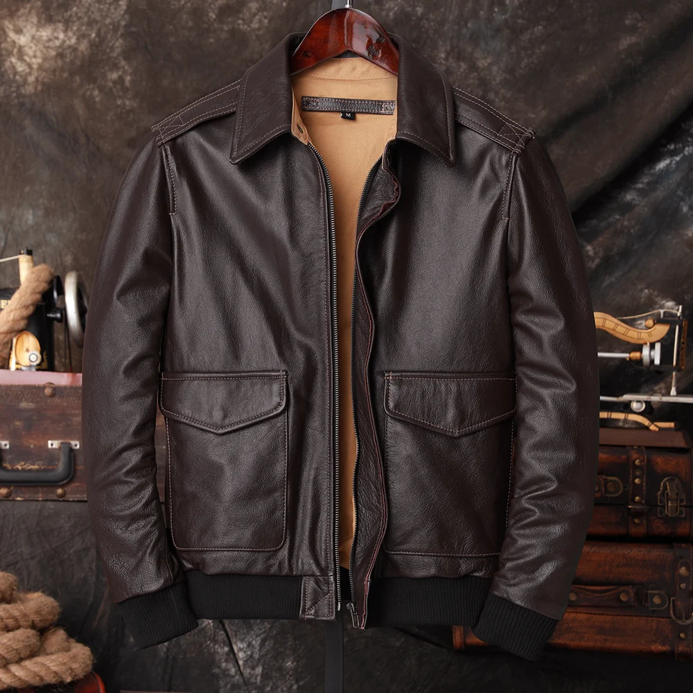 Leather Work Jacket - Bomber A2 Pilot Genuine Leather Jacket