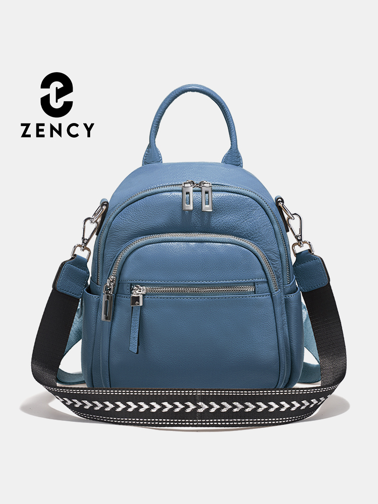 Leather Work Bag - Zency Genuine Leather Small Backpack Knapsack