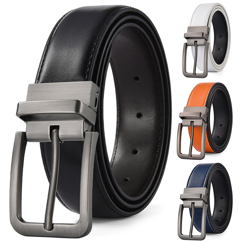 Leather Work Jeans - Reversible Pin Buckle Men's Belts pu