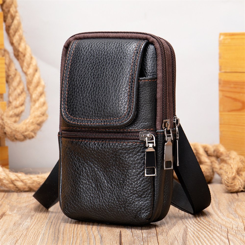 Leatherwork Fasteners - Versatile casual crossbody bag, retro genuine