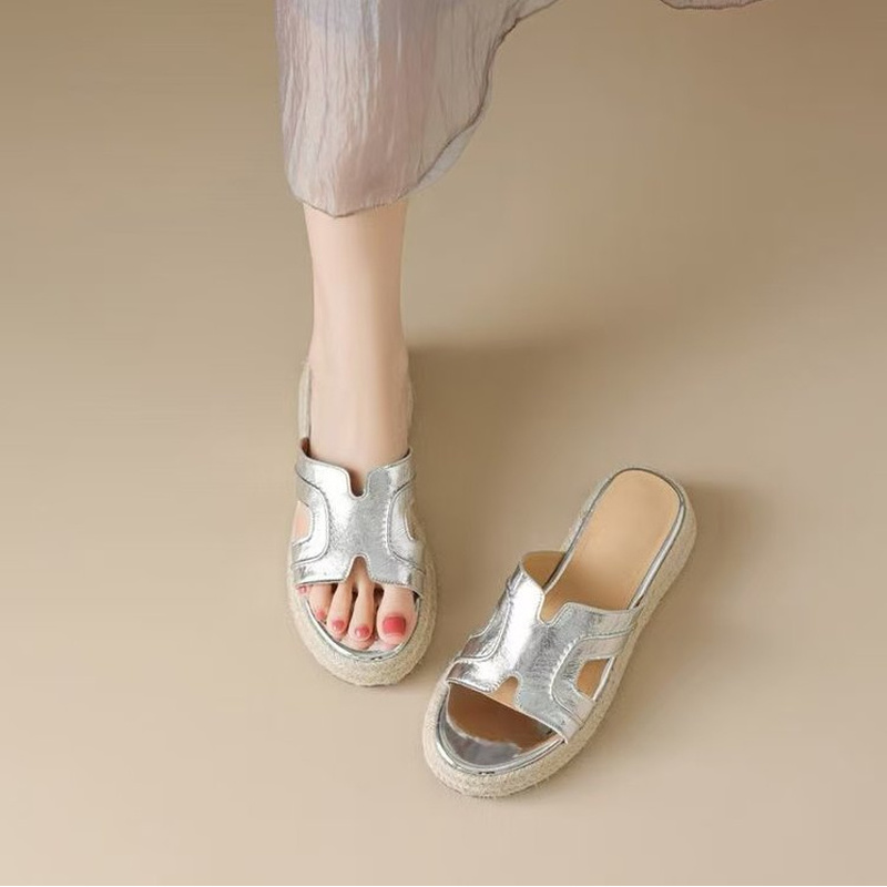 Leather Work Flats - 2026 New Women Espadrille Mules Platform