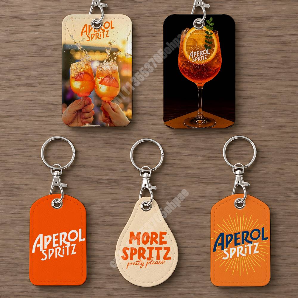 Leather Work Bag - Orange Prosecco A-Aperol S-Spritz Leather Keychain