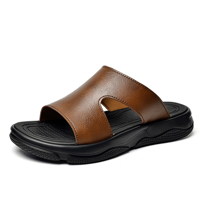 Men's Leather Slide Sandals No - Leather Work Flats ulasan dan harga