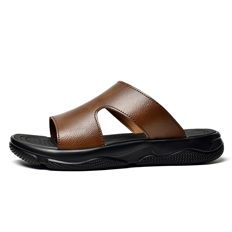 Men's Leather Slide Sandals No - Leather Work Flats ulasan dan harga