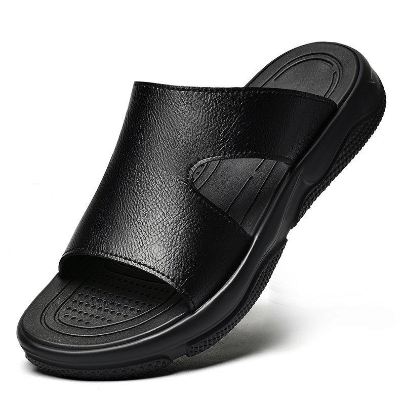 Men's Leather Slide Sandals No - Leather Work Flats ulasan dan harga