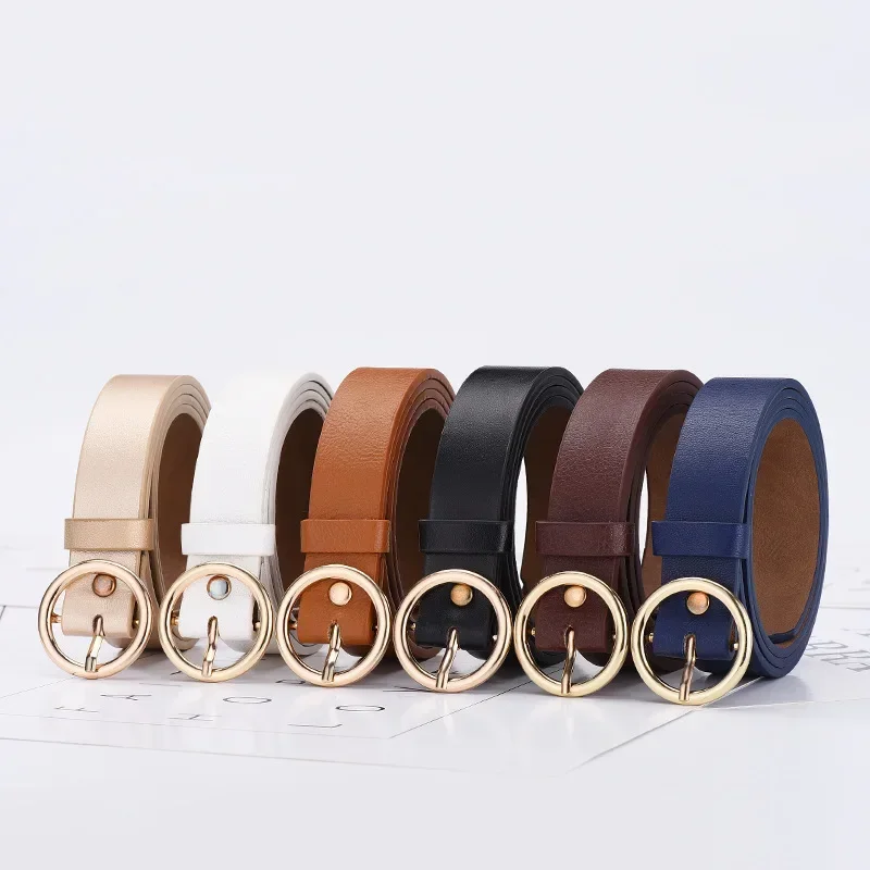 Women's Belt Round Buckle Belt - Leather Work Jeans ulasan dan harga