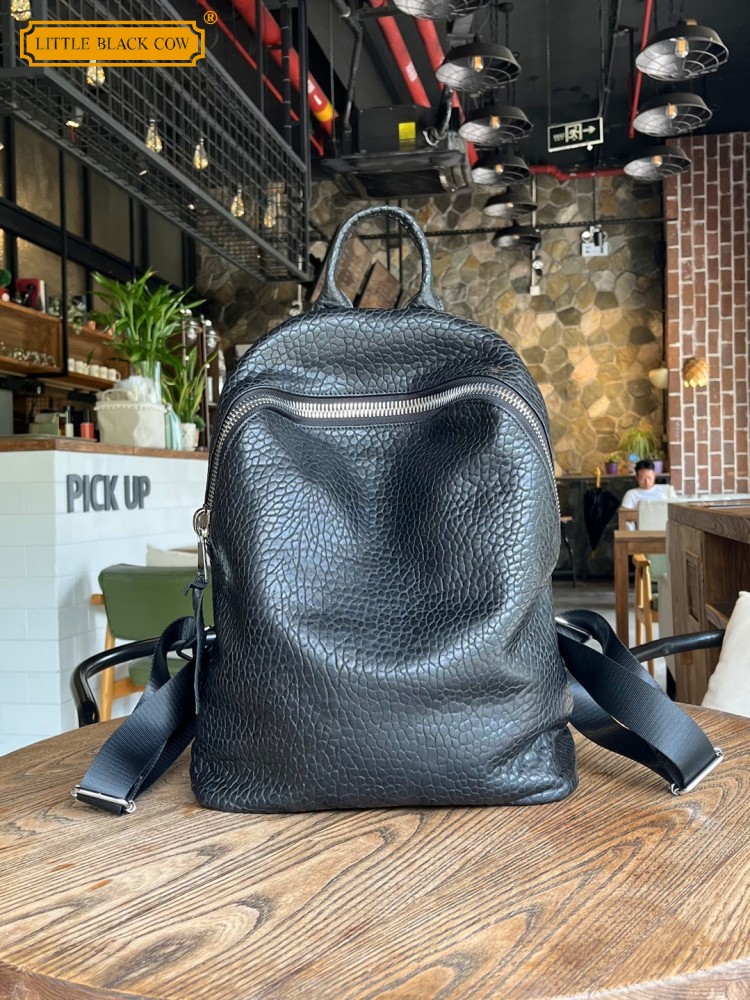 Soft Natural Sheepskin Casual  - Leather Work Backpack ulasan dan harga