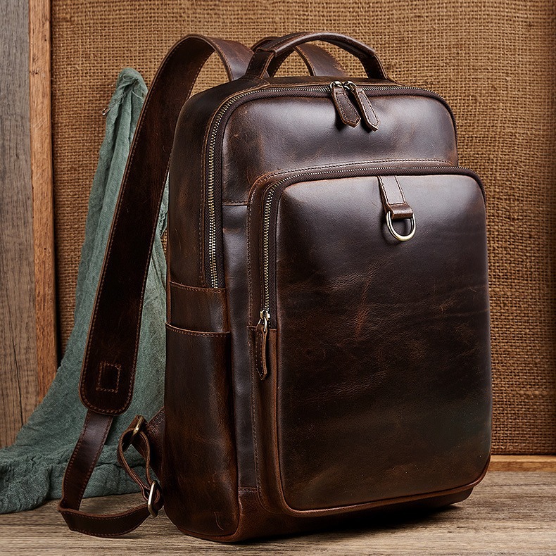 Men's Top Grain Waxed Leather  - Leather Work Backpack ulasan dan harga