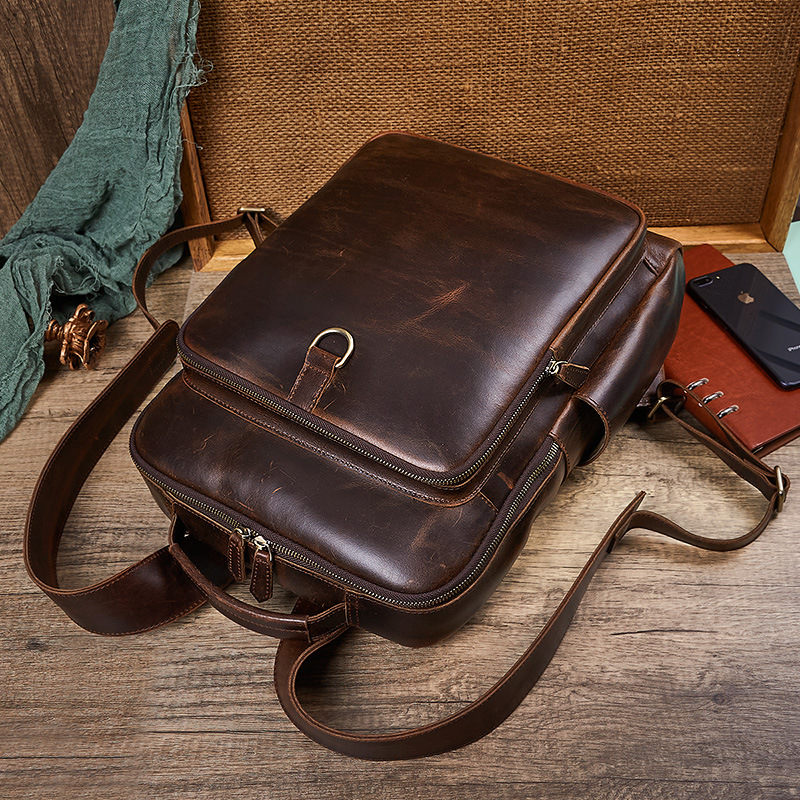 Men's Top Grain Waxed Leather  - Leather Work Backpack ulasan dan harga
