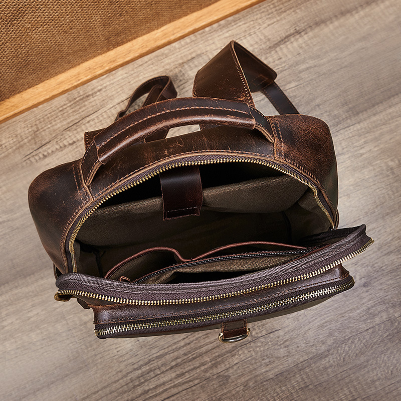 Men's Top Grain Waxed Leather  - Leather Work Backpack ulasan dan harga