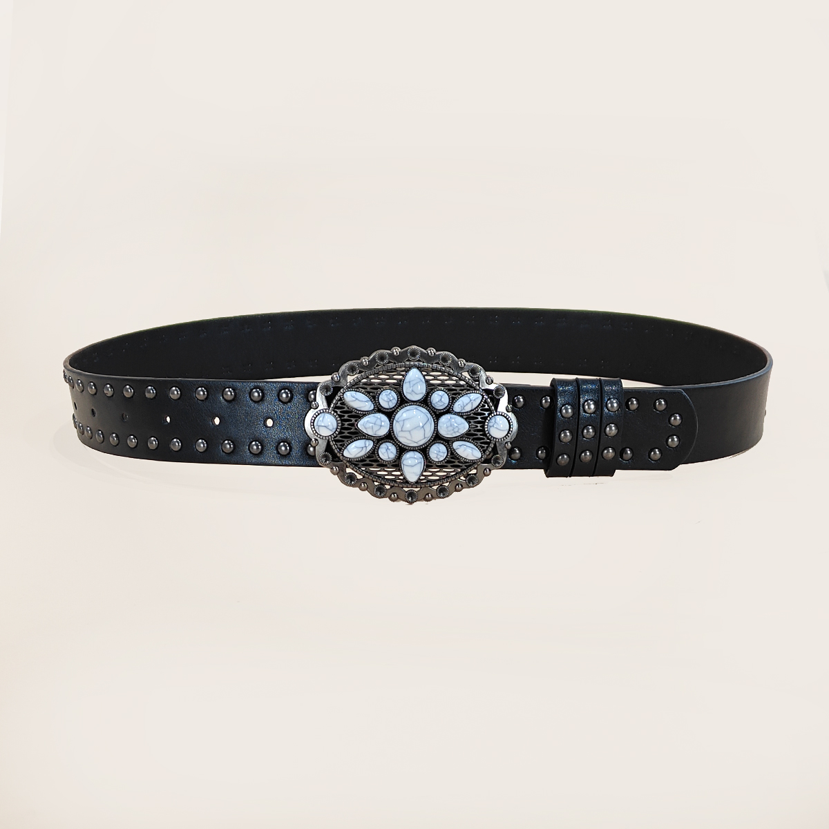 Men and women's casual Punk Ri - Leather Work Jeans ulasan dan harga
