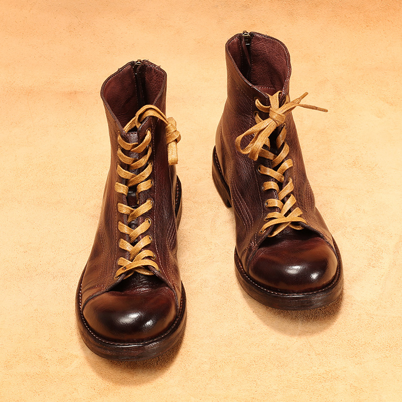 Men's High-top Goodyear-welted - Leather Work Flats ulasan dan harga
