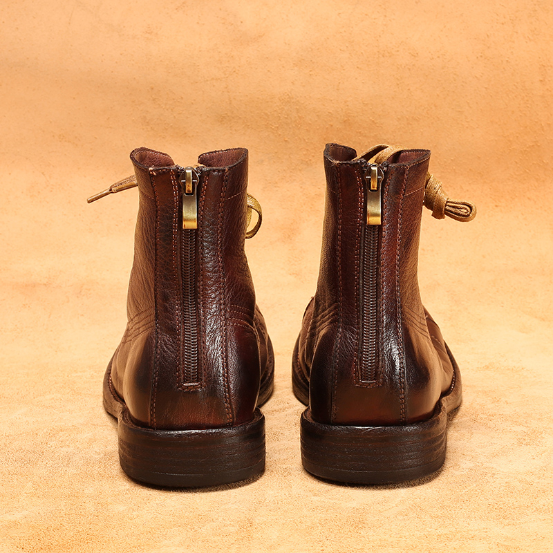 Men's High-top Goodyear-welted - Leather Work Flats ulasan dan harga