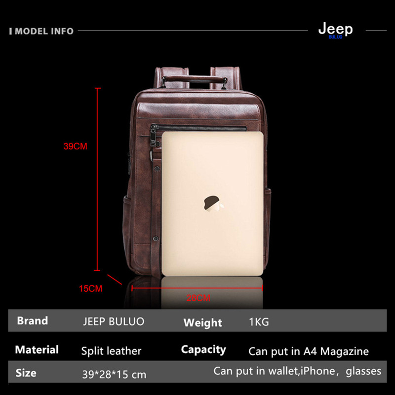 Jeep Buluo Men's Leather Backp - Leather Work Rucksack Mens ulasan dan harga