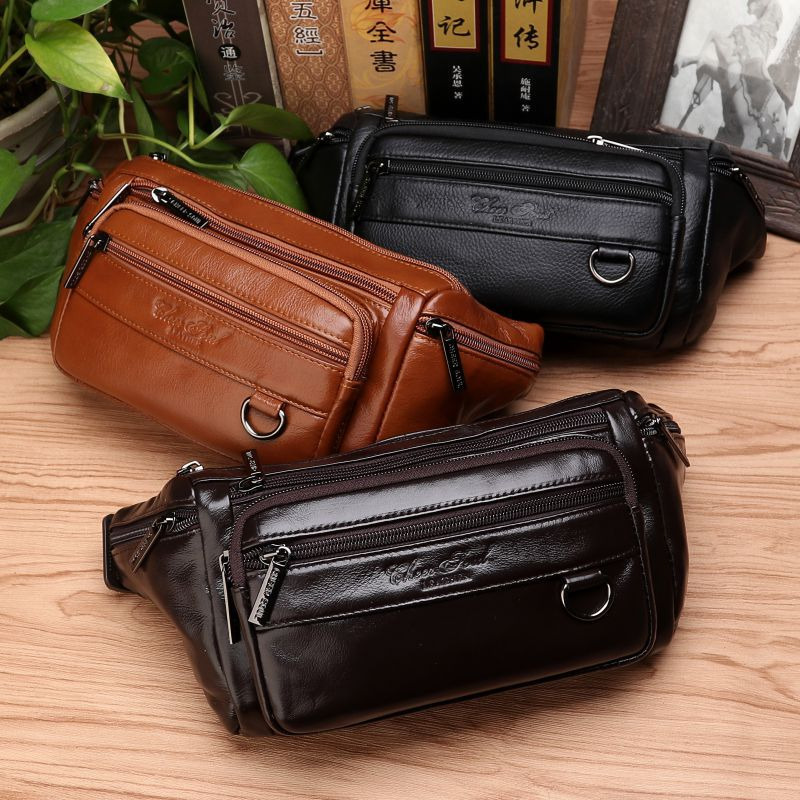 Men Waist Fanny Bags Sling Che - Leatherwork Fasteners ulasan dan harga