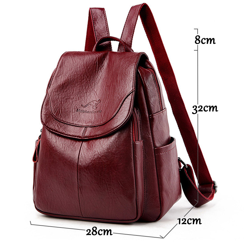 9 Color Women Soft Leather Bac - Leather Work Backpack ulasan dan harga