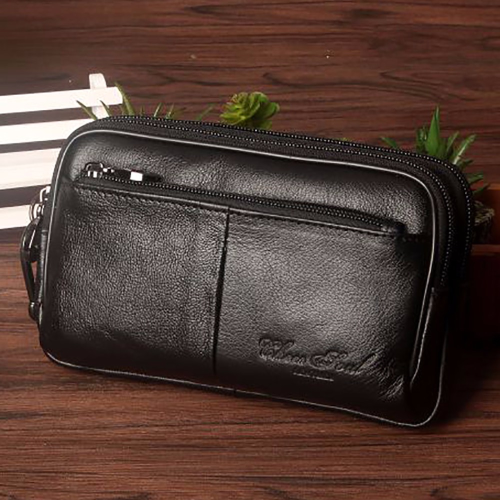 Men Clutch Waist Pack Bag Cell - Leatherwork Fasteners ulasan dan harga