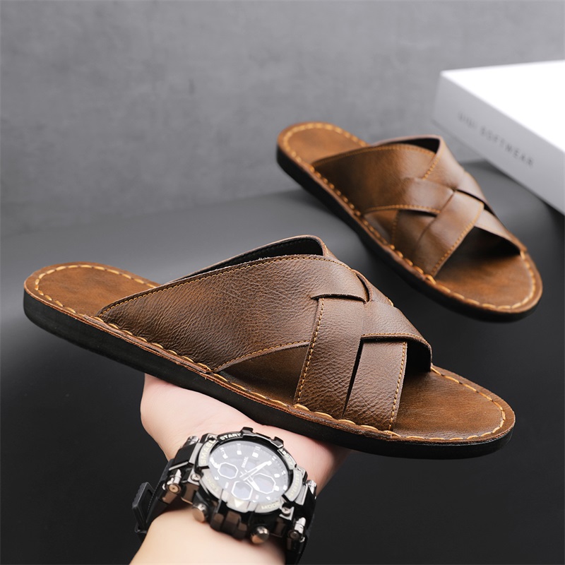 Genuine Leather Men Casual San - Leather Work Flats ulasan dan harga
