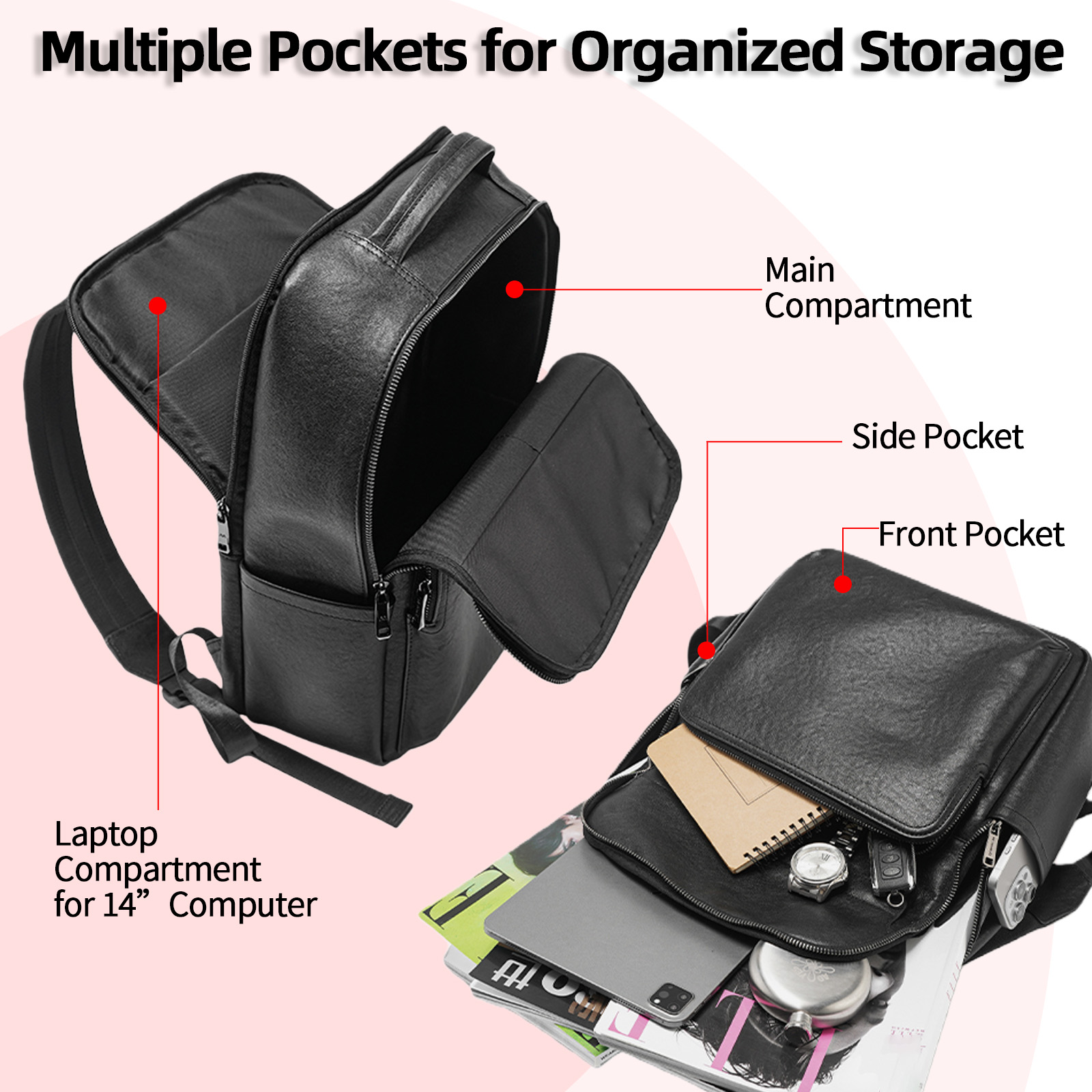 Black Genuine Leather Backpack - Leather Work Rucksack Mens ulasan dan harga
