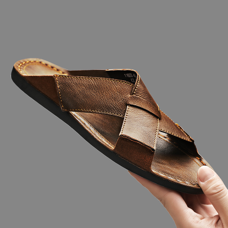 Fashion Genuine Leather Men Sl - Leather Work Flats ulasan dan harga
