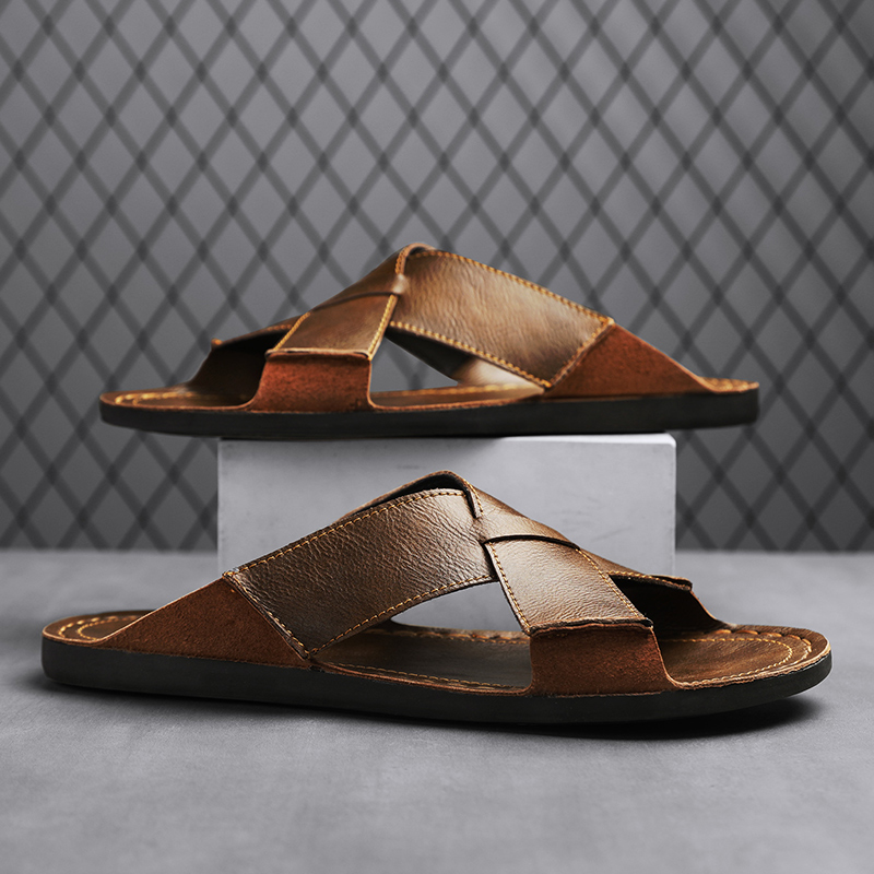 Fashion Genuine Leather Men Sl - Leather Work Flats ulasan dan harga