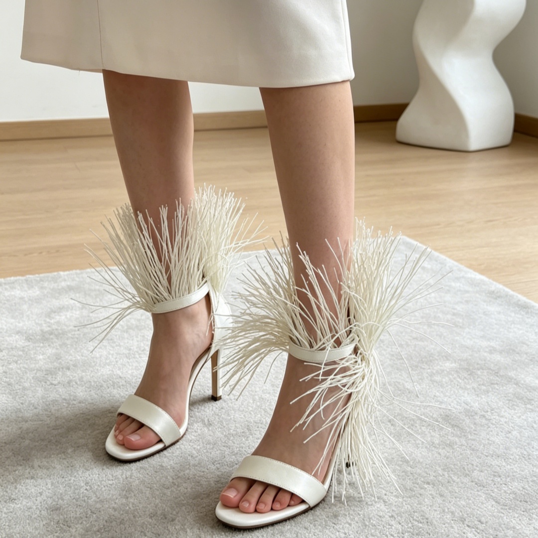 White Leather Women's Sandals  - Leather Work Flats ulasan dan harga