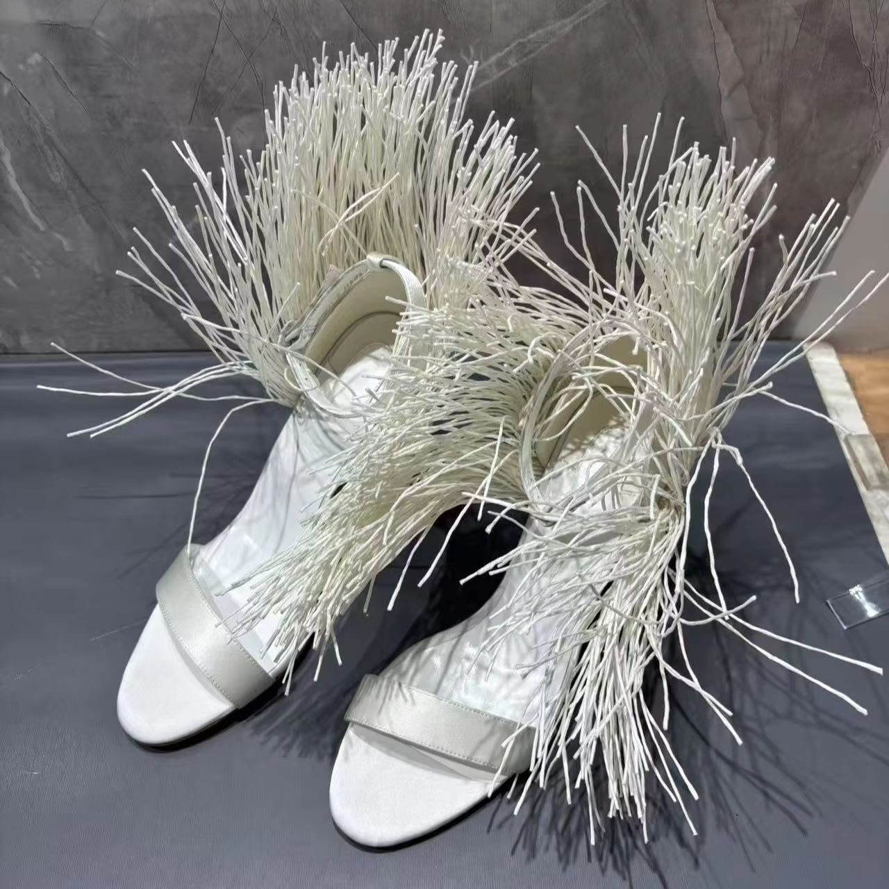 White Leather Women's Sandals  - Leather Work Flats ulasan dan harga