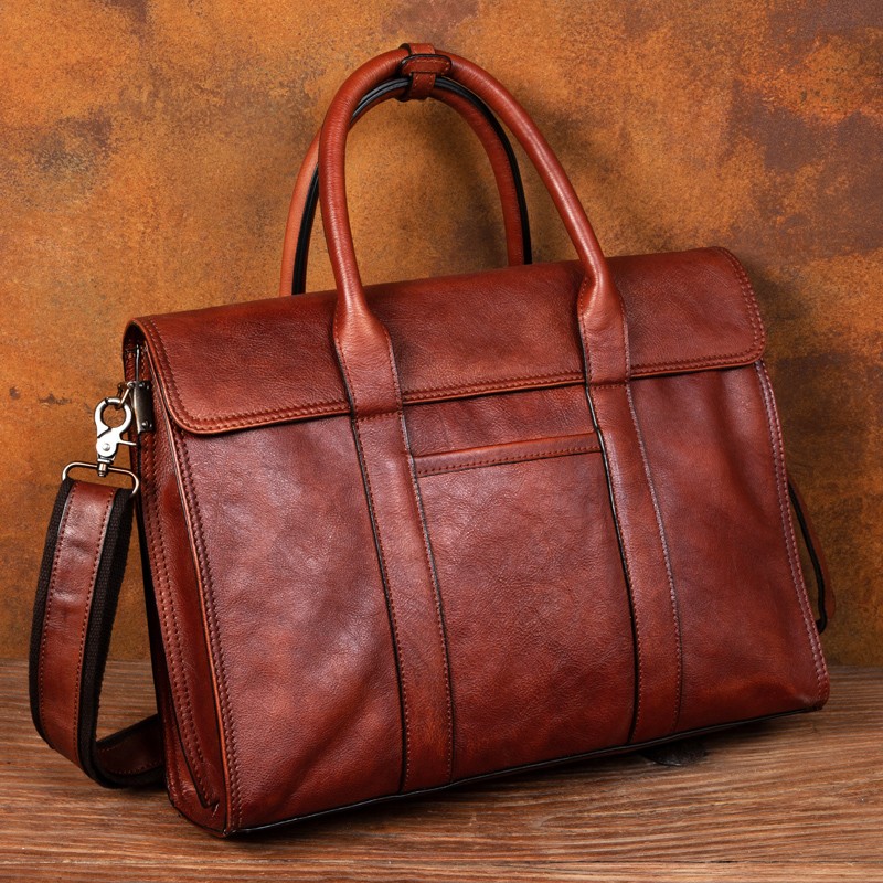 Vegetable tanned leather handb - Leather Work Bag ulasan dan harga