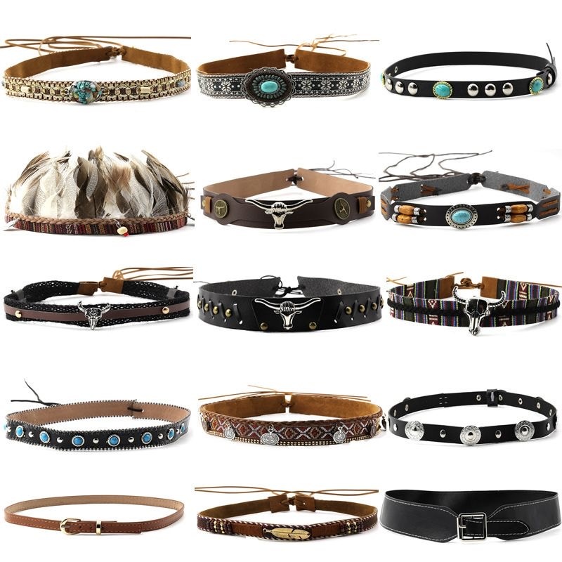 Retro Ethnic Style Belt, Headb - Leatherwork Fasteners ulasan dan harga