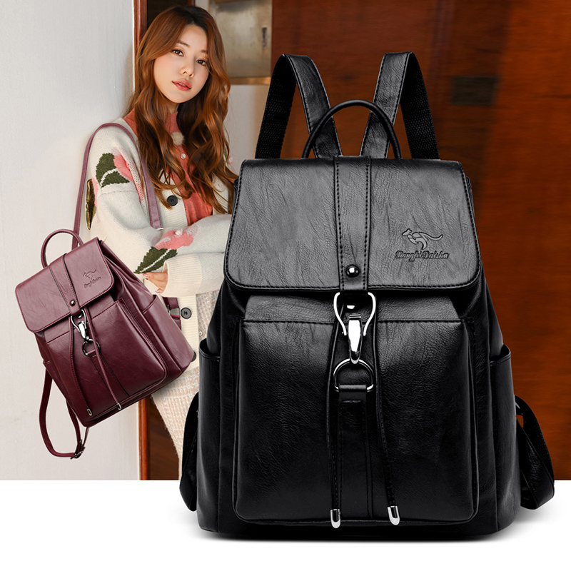 Anti Theft Backpack Women Shou - Leather Work Backpack ulasan dan harga