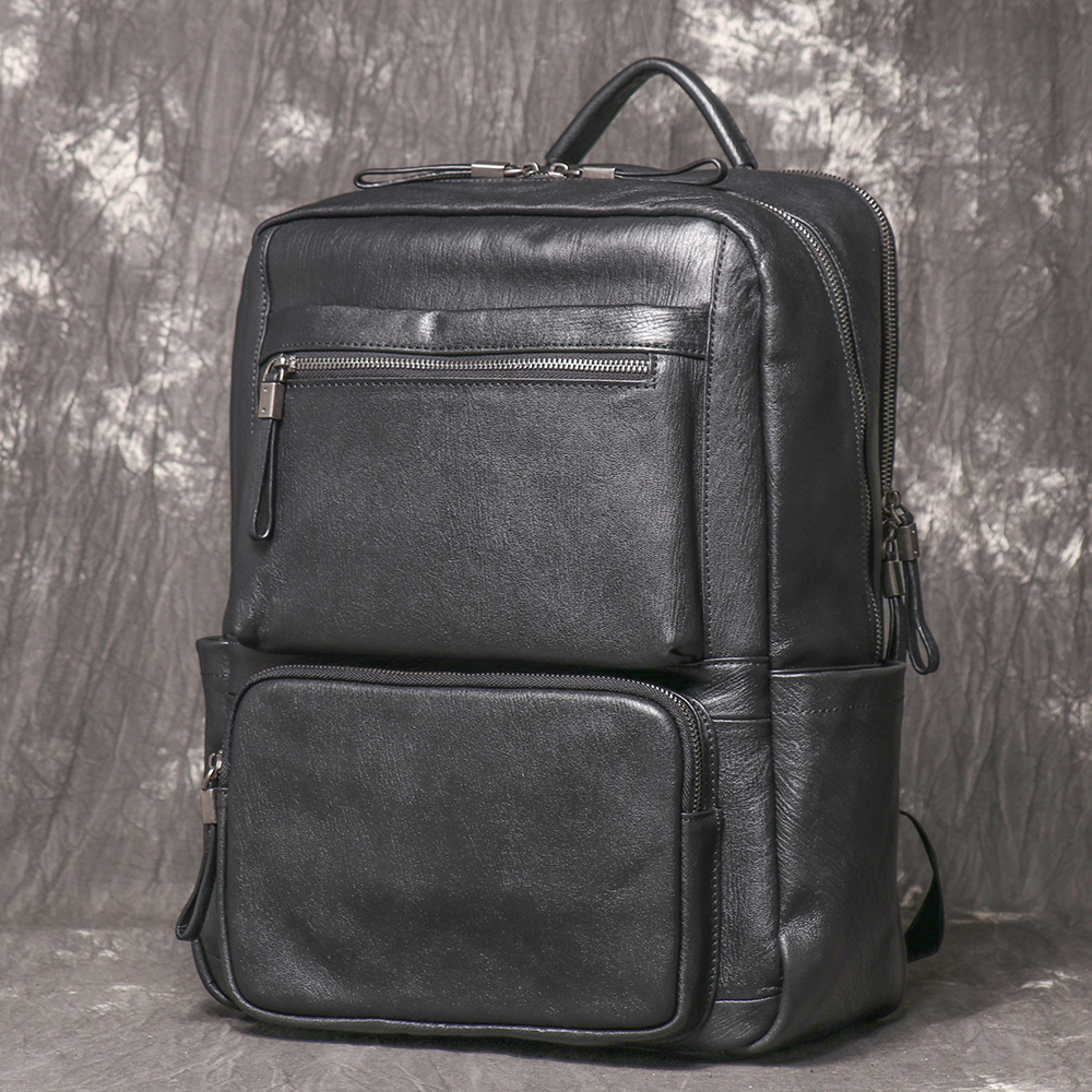 Black Genuine Leather Backpack - Leather Work Rucksack Mens ulasan dan harga