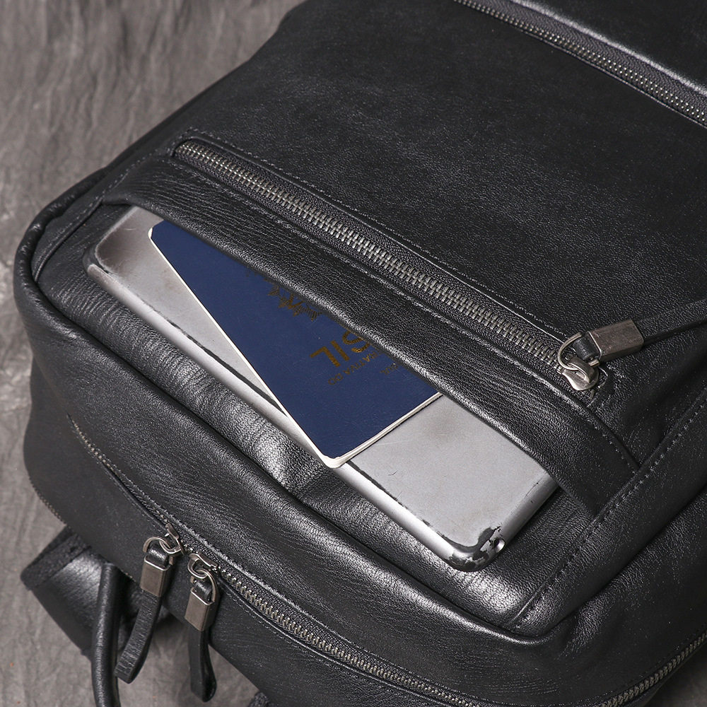 Black Genuine Leather Backpack - Leather Work Rucksack Mens ulasan dan harga