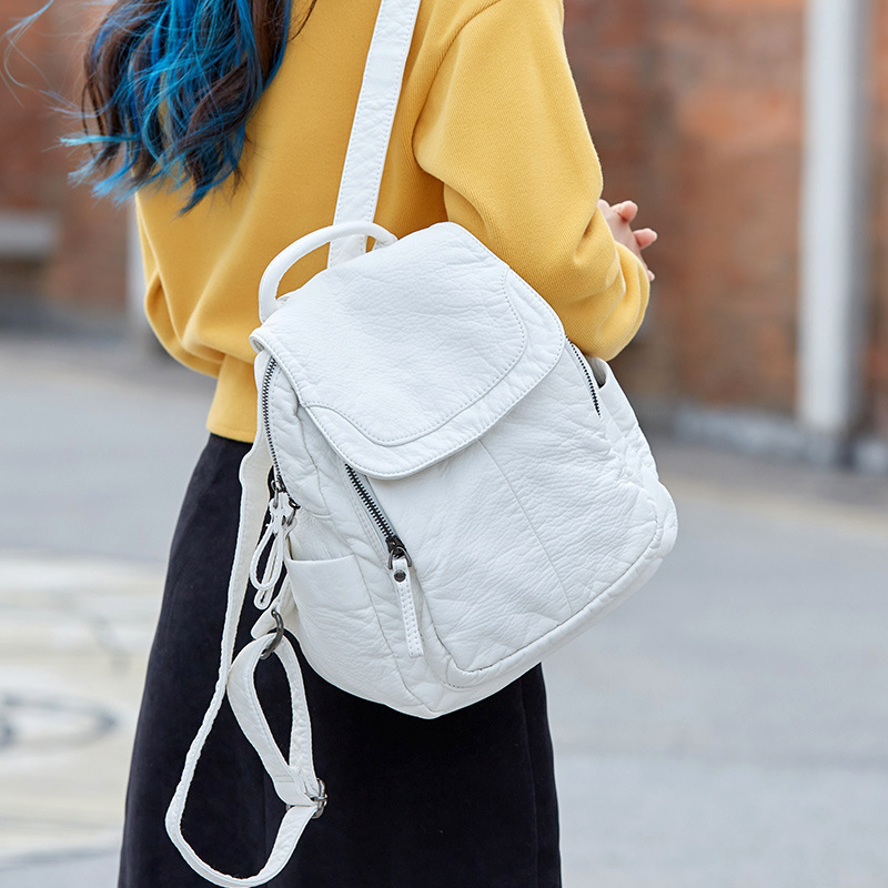 Women's Backpack White Washed  - Leather Work Backpack ulasan dan harga