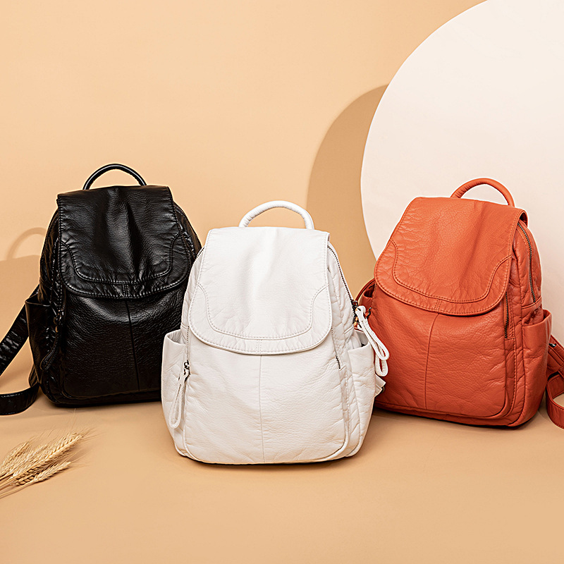 Women's Backpack White Washed  - Leather Work Backpack ulasan dan harga