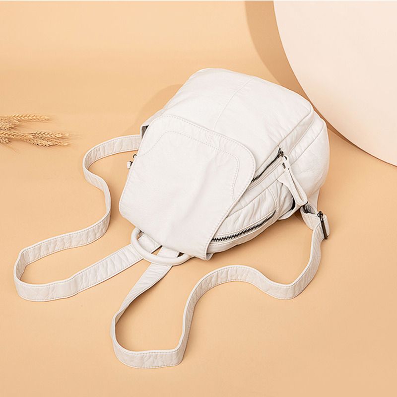 Women's Backpack White Washed  - Leather Work Backpack ulasan dan harga