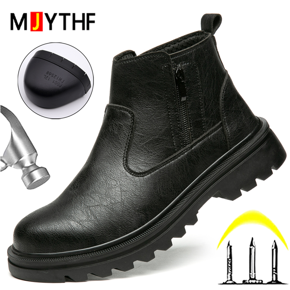Brown Leather Boots Men Steel  - Leather Work Flats ulasan dan harga