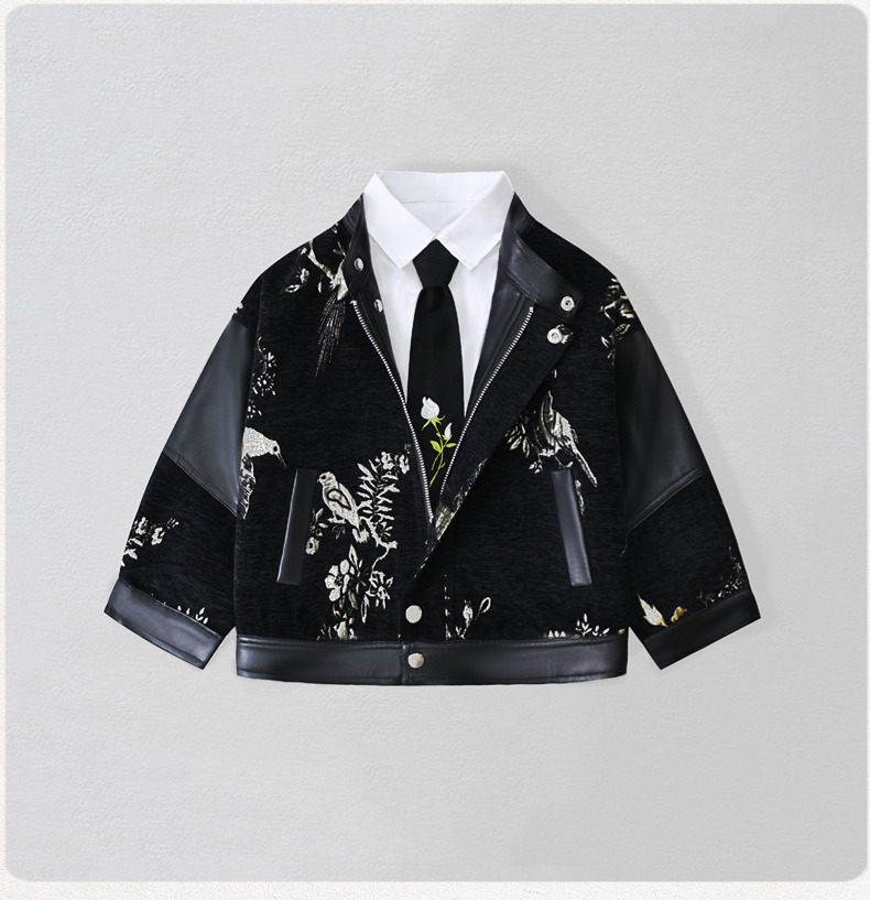 Gentleman Kids Embroidery Moto - Leather Work Jacket ulasan dan harga