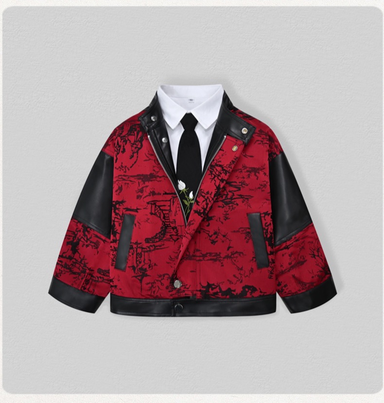 Gentleman Kids Embroidery Moto - Leather Work Jacket ulasan dan harga