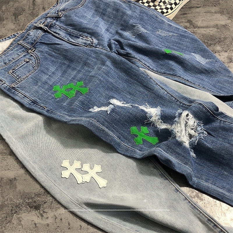 Street Sle Ripped Denim Jeans  - Leather Work Jeans ulasan dan harga