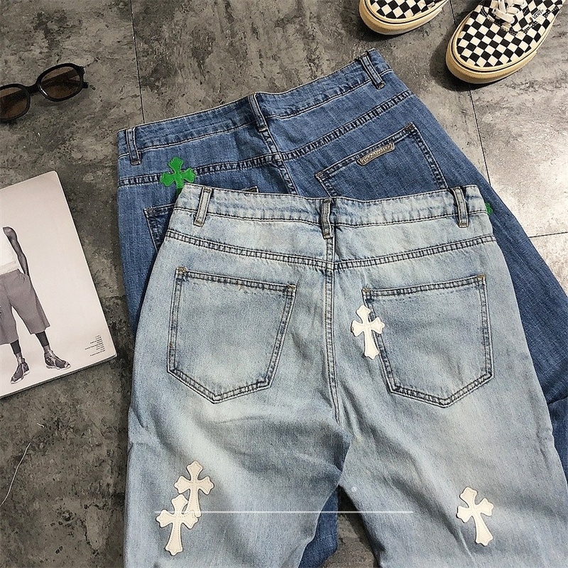 Street Sle Ripped Denim Jeans  - Leather Work Jeans ulasan dan harga
