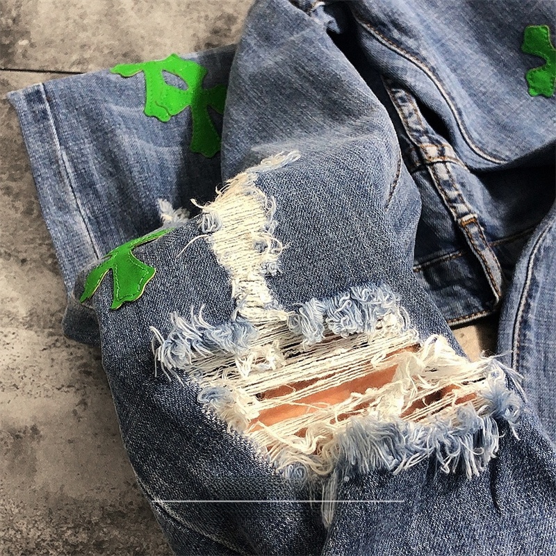 Street Sle Ripped Denim Jeans  - Leather Work Jeans ulasan dan harga