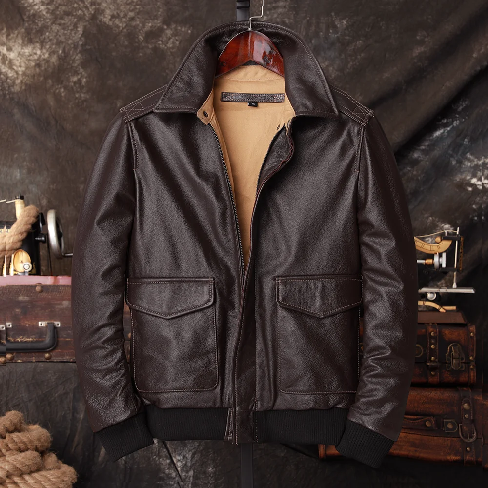 Bomber A2 Pilot Genuine Leathe - Leather Work Jacket ulasan dan harga