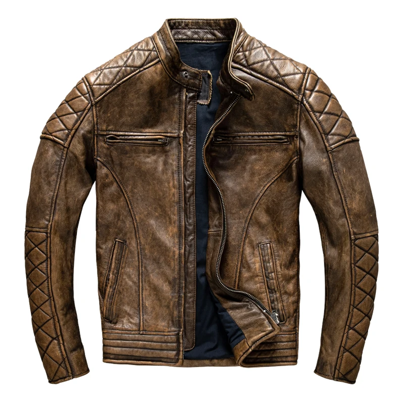 Vintage Men Leather Jacket Yel - Leather Work Jacket ulasan dan harga