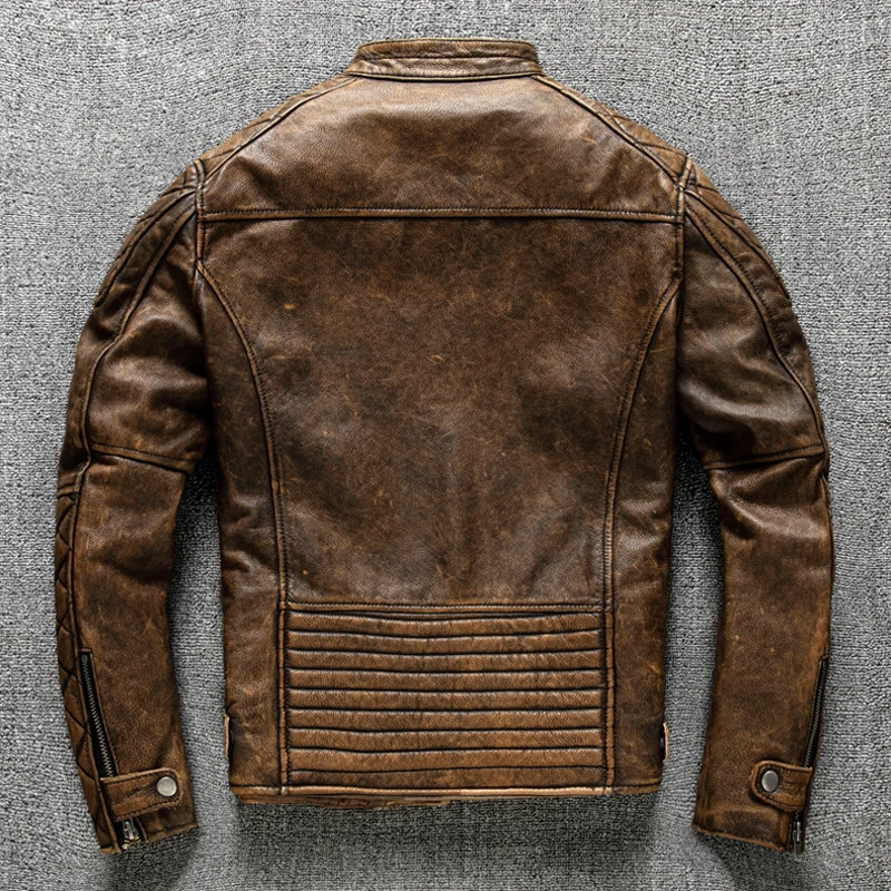 Vintage Men Leather Jacket Yel - Leather Work Jacket ulasan dan harga