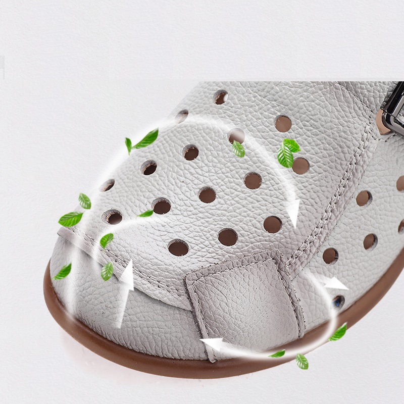 New Cow Leather Low Heel Sanda - Leather Work Flats ulasan dan harga