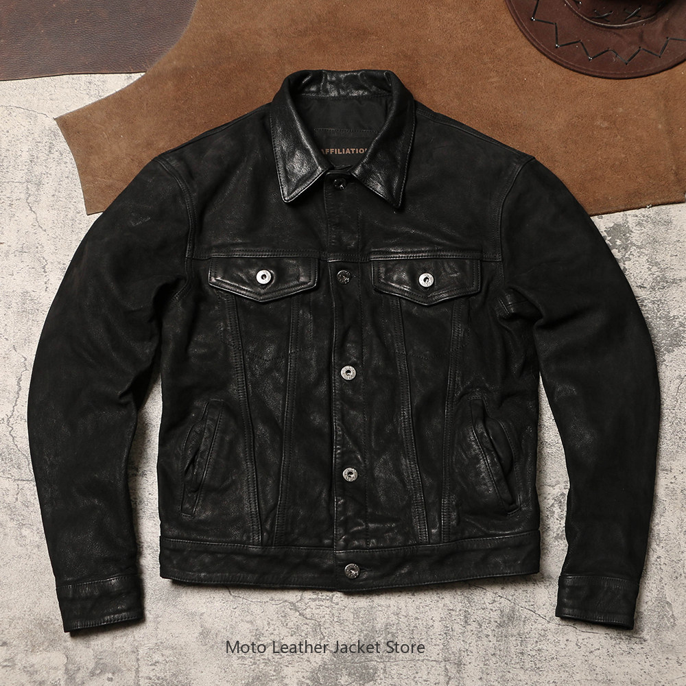 Retro High Waist Denim Workwea - Leather Work Jacket ulasan dan harga